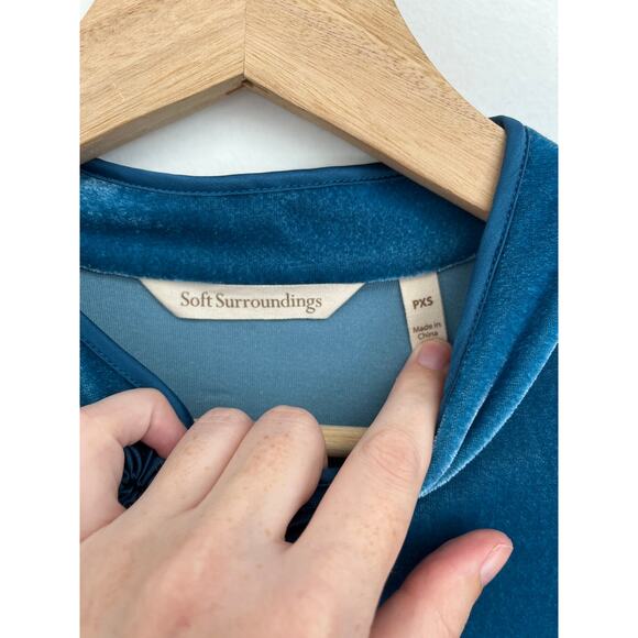 Soft Surroundings Velvet Frog Button Asian Inspired Mandarin Artsy Tunic XSP - Picture 6 of 9